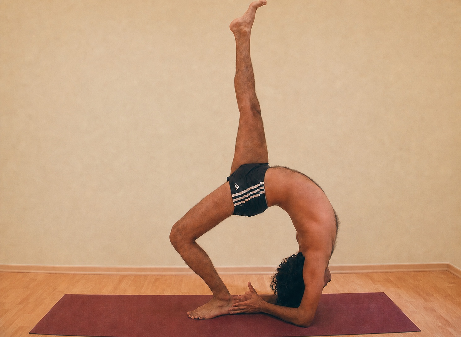 Eka Pada Viparita Dandasana yoga practice demonstrated by Pankaj Sharma