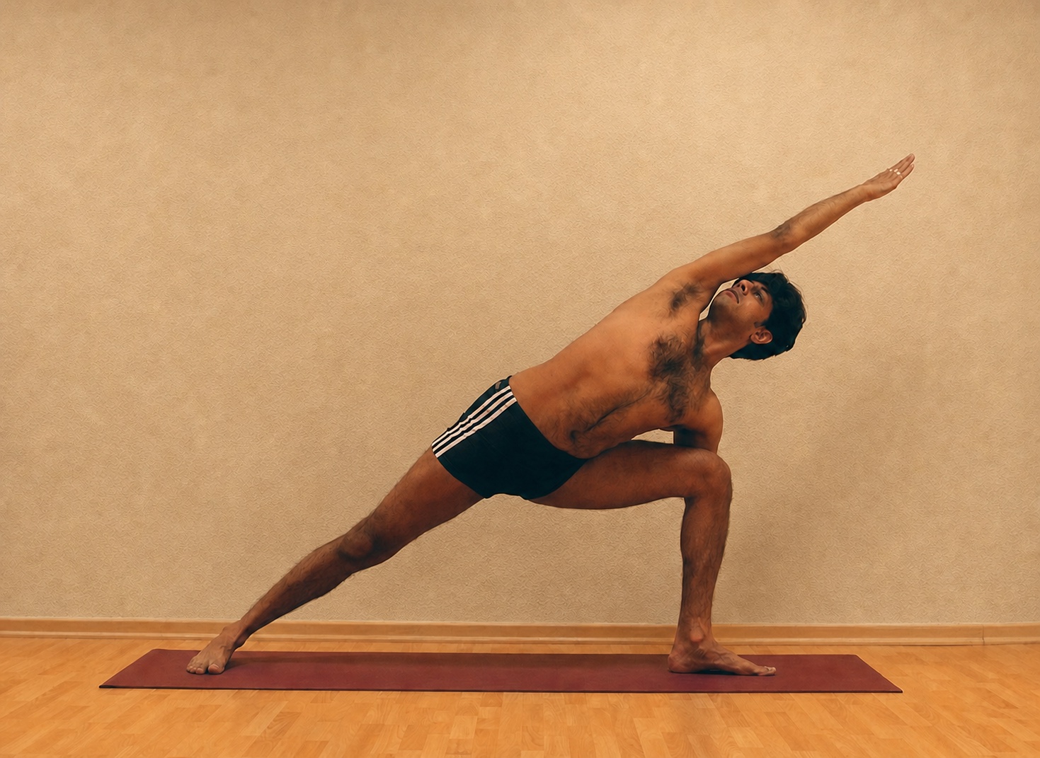 Utthita Parsvakonasana yoga practice demonstrated by Pankaj Sharma